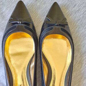 Lauren - Ralph Lauren Black Size 8 leather pointed toe flat